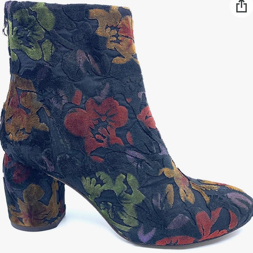 ETHEM Floral Velvet Ankle Boots